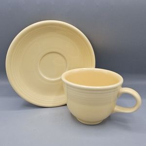 Fiesta Dinner Ware Ivory Tea Cup and Saucer Replacement Set Light Yellow 2010